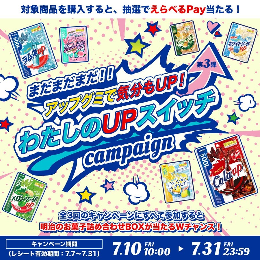 明治UP GUMMYのえらべるPay5,000ポイントが100名に当たる懸賞